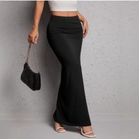Solid-color High-waisted Elegant Pleated Slit Midi Skirt Solid-color High-waisted Elegant Pleated Slit Midi Skirt