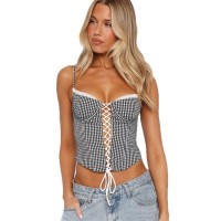 Womens Stylish Sexy Plaid-strapped Camisole
