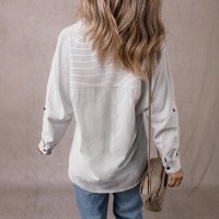Minimalist Striped Long-sleeve Top In European And American Style