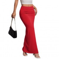 Solid-color High-waisted Elegant Pleated Slit Midi Skirt Solid-color High-waisted Elegant Pleated Slit Midi Skirt