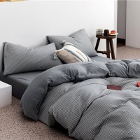 Tianzhu Cotton Nude Sleeping Four-piece Set 100 Cotton Simple Knitted Quilt Cover Bedding Tianzhu Cotton Nude Sleeping Four-piece Set 100 Cotton Simple Knitted Quilt Cover Bedding