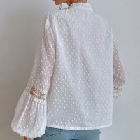 Womens Casual Loose Lace-Patchwork Blouse For Commuting