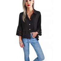 Lace-trimmed Shirt With Flared Lace Detailing At The Cuffs Lace-trimmed Shirt With Flared Lace Detailing At The Cuffs