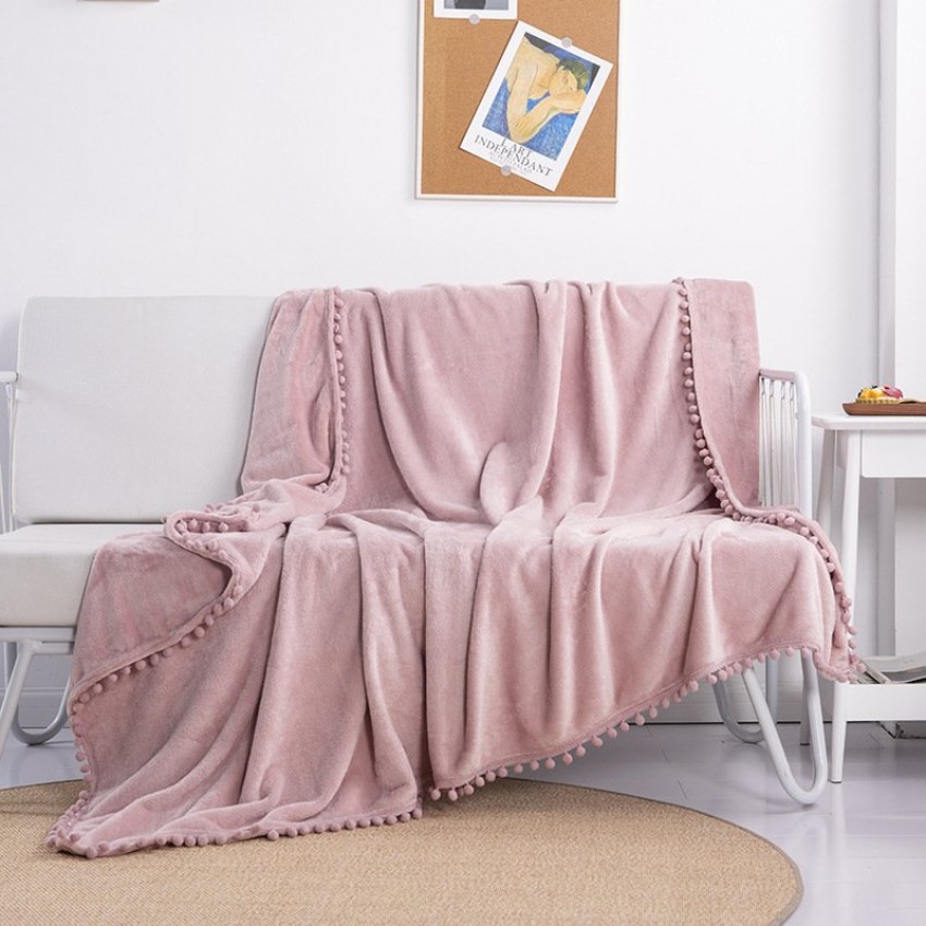 Tassel Ball Ball Solid Color Blanket Sofa Dormitory Blanket Gift Air Conditioning Blanket