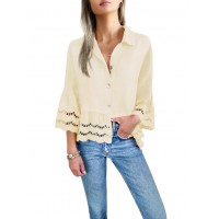 Lace-trimmed Shirt With Flared Lace Detailing At The Cuffs Lace-trimmed Shirt With Flared Lace Detailing At The Cuffs