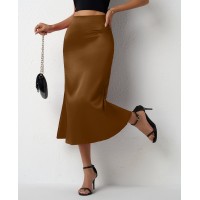 Womens Satin Mermaid Skirt SpringSummer Style