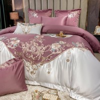 European Champagne Flower Embroidery Four-piece Luxury Bedding Set European Champagne Flower Embroidery Four-piece Luxury Bedding Set