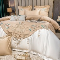 European Champagne Flower Embroidery Four-piece Luxury Bedding Set European Champagne Flower Embroidery Four-piece Luxury Bedding Set