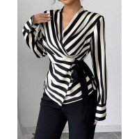 Womens Casual Striped Long-sleeve Shirt