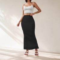 Summer Solid-Colored High-Waisted Sheath Long Skirt