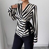 Womens Casual Striped Long-sleeve Shirt
