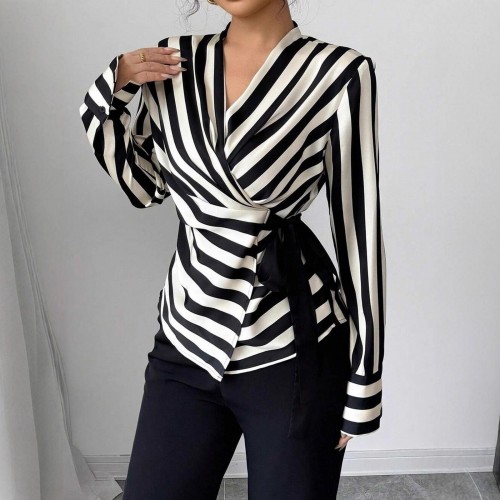 Womens Casual Striped Long-sleeve Shirt