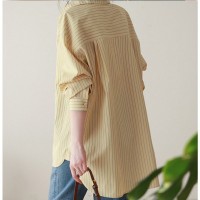Commuter-striped Designer-style Niche Relaxed-fit Womens Shirt Commuter-striped Designer-style Niche Relaxed-fit Womens Shirt