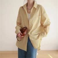 Commuter-striped Designer-style Niche Relaxed-fit Womens Shirt Commuter-striped Designer-style Niche Relaxed-fit Womens Shirt