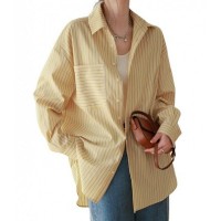 Commuter-striped Designer-style Niche Relaxed-fit Womens Shirt Commuter-striped Designer-style Niche Relaxed-fit Womens Shirt