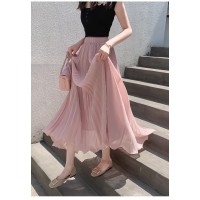 Women's High-Waisted Chiffon Pleated Skirt