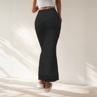 Summer Solid-Colored High-Waisted Sheath Long Skirt