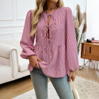 Womens Casual Resort-style Tie-front Blouse