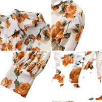 Womens Retro Loose Chiffon Floral Shirt
