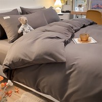 Pure Color Washed Cotton Four-piece Set Of Plaid Striped Sheets Quilt Cover Bedding Pure Color Washed Cotton Four-piece Set Of Plaid Striped Sheets Quilt Cover Bedding