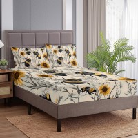 3PCS Botanical Floral Printed Bed Fitted Sheet Set, Yellow Bedding Set, Cute Bee,1 Fitted Sheet, 2 Pillow Cases 3PCS Botanical Floral Printed Bed Fitted Sheet Set, Yellow Bedding Set, Cute Bee,1 Fitted Sheet, 2 Pillow Cases
