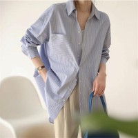 Commuter-striped Designer-style Niche Relaxed-fit Womens Shirt Commuter-striped Designer-style Niche Relaxed-fit Womens Shirt