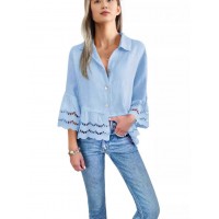 Lace-trimmed Shirt With Flared Lace Detailing At The Cuffs Lace-trimmed Shirt With Flared Lace Detailing At The Cuffs
