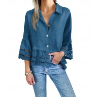 Lace-trimmed Shirt With Flared Lace Detailing At The Cuffs Lace-trimmed Shirt With Flared Lace Detailing At The Cuffs