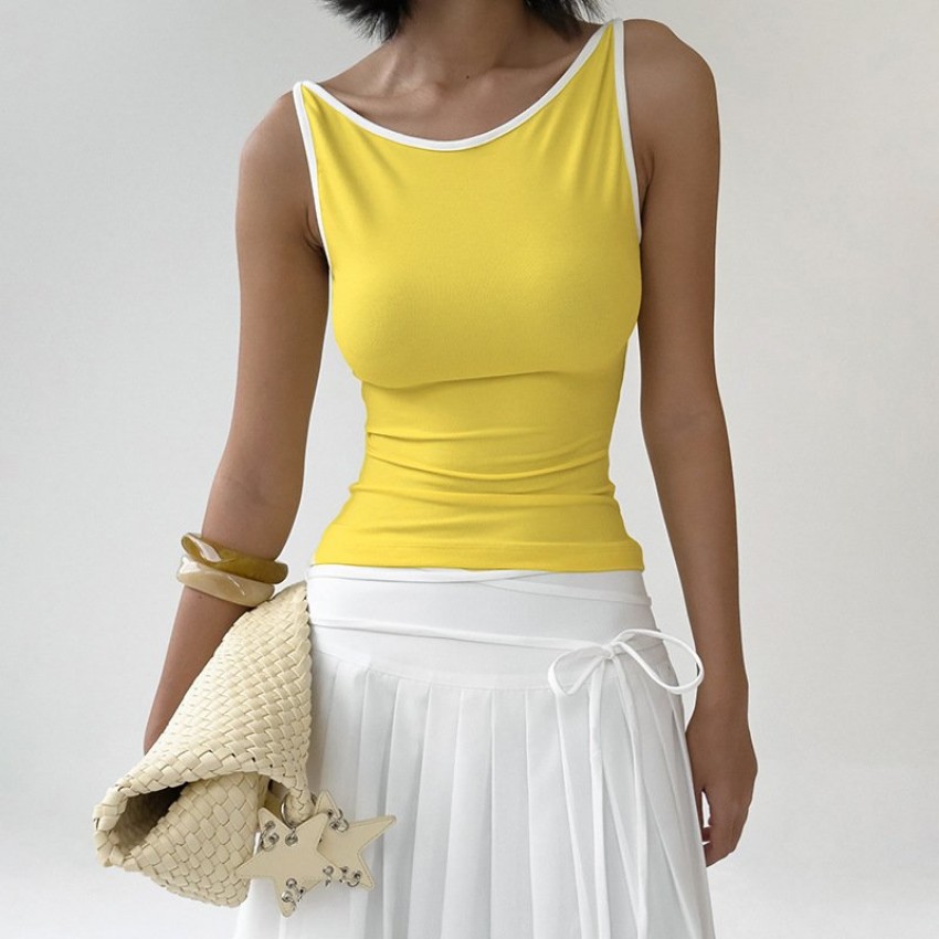 Womens Casual Sporty Cropped Slim-fit Camisole