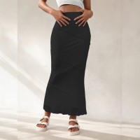 Summer Solid-Colored High-Waisted Sheath Long Skirt
