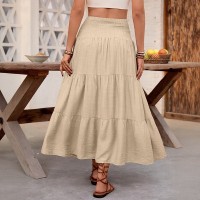 Solid-color Drawstring Skirt With An Elastic Waist Solid-color Drawstring Skirt With An Elastic Waist