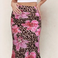 New Leopard Print Midi Skirt