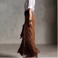 Chic Asymmetrical Tassel Suede Skirt