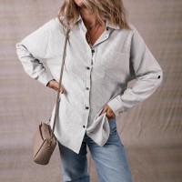 Minimalist Striped Long-sleeve Top In European And American Style