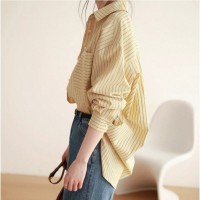 Commuter-striped Designer-style Niche Relaxed-fit Womens Shirt Commuter-striped Designer-style Niche Relaxed-fit Womens Shirt