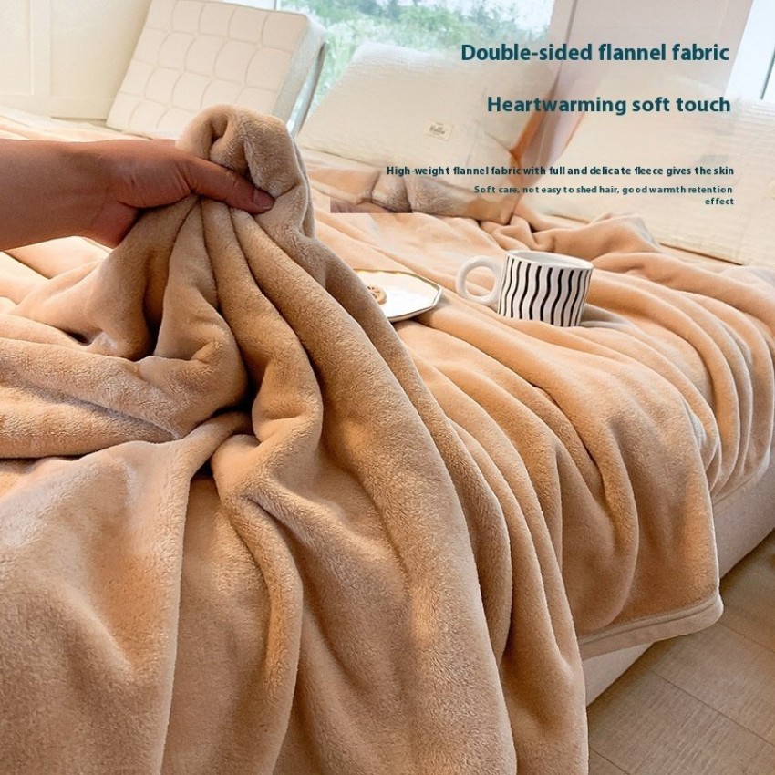 Solid Color Flannel Blanket Double-sided Multifunctional Coral Fleece Blanket Gift Blanket
