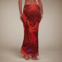 Retro Printed Slim-fit Long Skirt