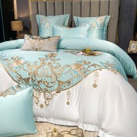 European Champagne Flower Embroidery Four-piece Luxury Bedding Set European Champagne Flower Embroidery Four-piece Luxury Bedding Set
