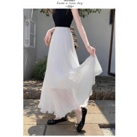 Women's High-Waisted Chiffon Pleated Skirt