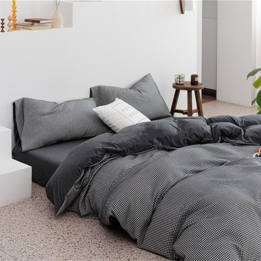 Tianzhu Cotton Nude Sleeping Four-piece Set 100 Cotton Simple Knitted Quilt Cover Bedding Tianzhu Cotton Nude Sleeping Four-piece Set 100 Cotton Simple Knitted Quilt Cover Bedding