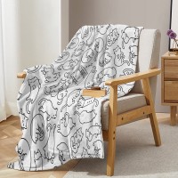 Mini Cats Pattern Flannel Throw Blanket Super Soft Fleece Blanket Animal Print Fluffy Plush Lightweight Cozy Blanket Mini Cats Pattern Flannel Throw Blanket Super Soft Fleece Blanket Animal Print Fluffy Plush Lightweight Cozy Blanket