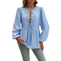 Womens Casual Resort-style Tie-front Blouse