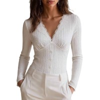 Womens Western-style Tight-fitting Lace-panelled Jacquard Blouse