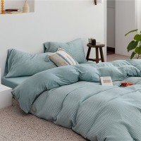 Tianzhu Cotton Nude Sleeping Four-piece Set 100 Cotton Simple Knitted Quilt Cover Bedding Tianzhu Cotton Nude Sleeping Four-piece Set 100 Cotton Simple Knitted Quilt Cover Bedding