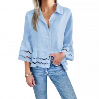 Lace-trimmed Shirt With Flared Lace Detailing At The Cuffs Lace-trimmed Shirt With Flared Lace Detailing At The Cuffs