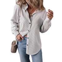 Minimalist Striped Long-sleeve Top In European And American Style
