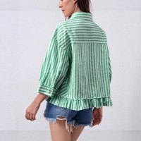 Loose-fitting Casual Top With A Front Placket And Three-quarter Sleeves