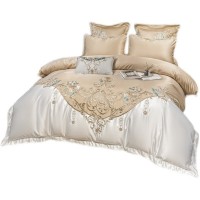 European Champagne Flower Embroidery Four-piece Luxury Bedding Set European Champagne Flower Embroidery Four-piece Luxury Bedding Set