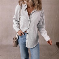 Minimalist Striped Long-sleeve Top In European And American Style
