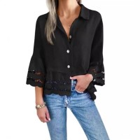 Lace-trimmed Shirt With Flared Lace Detailing At The Cuffs Lace-trimmed Shirt With Flared Lace Detailing At The Cuffs